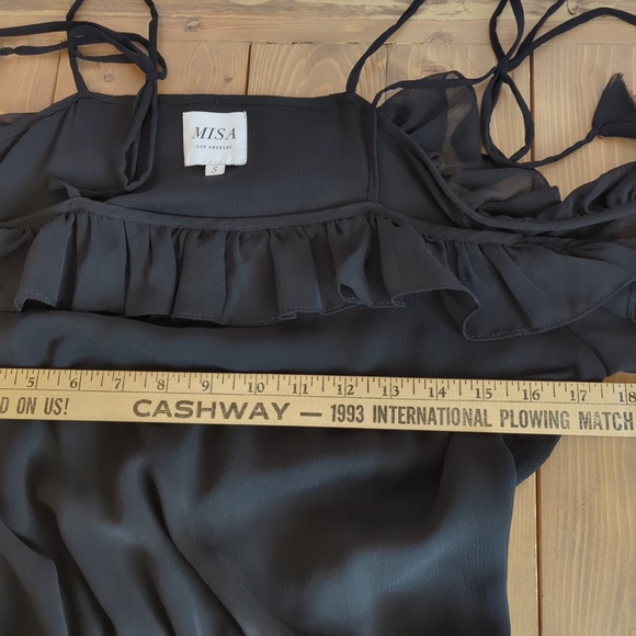 MISA Los Angeles  Black Chiffon Ruffle Off the Shoulder Mini Dress - Picture 9 of 12